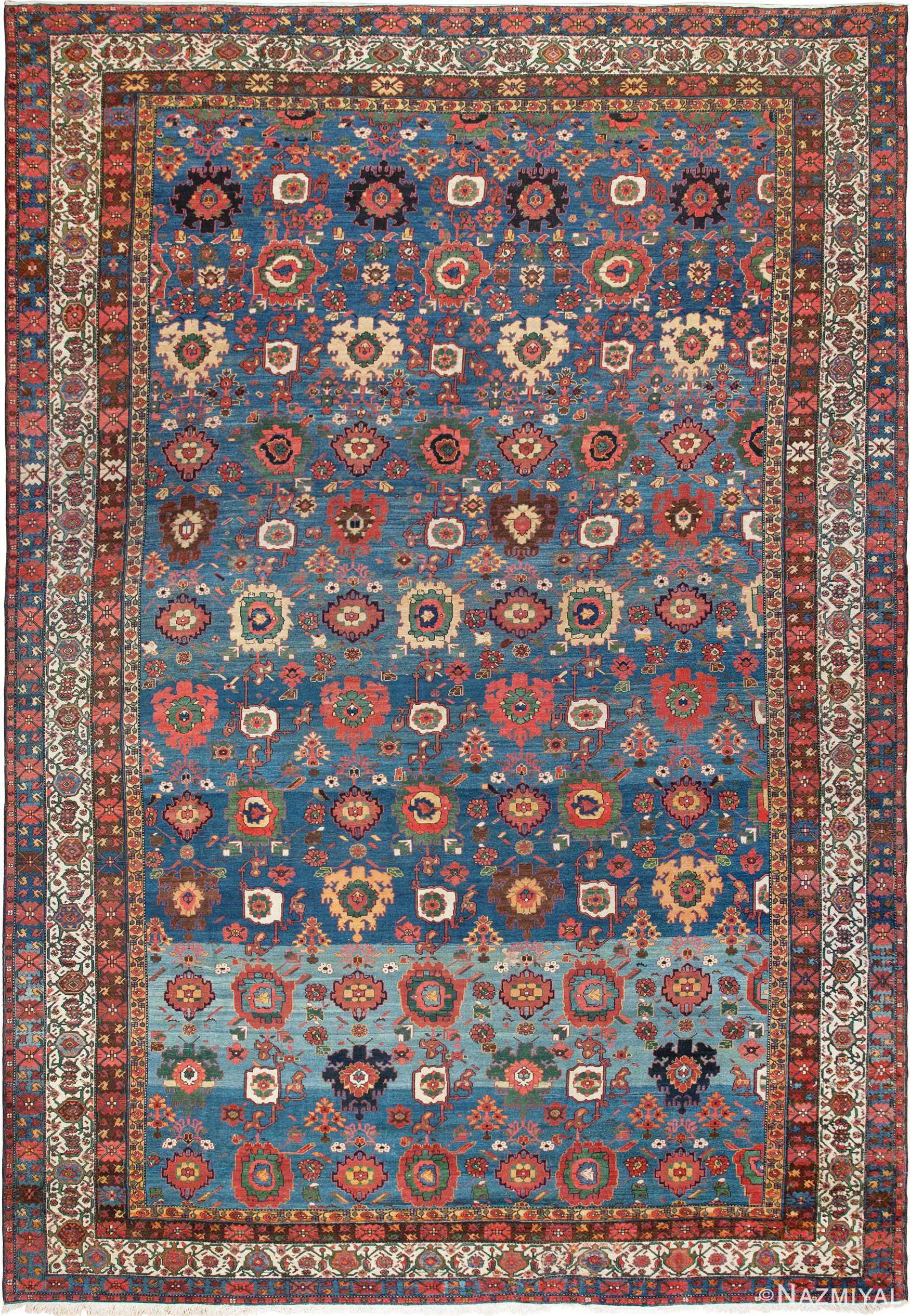 Oversized Blue Antique Persian Malayer Geometric Area Rug #45761 by Nazmiyal Antique Rugs