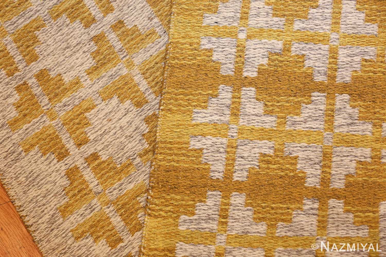 vintage swedish double sided kilim 46208 yellow weave Nazmiyal