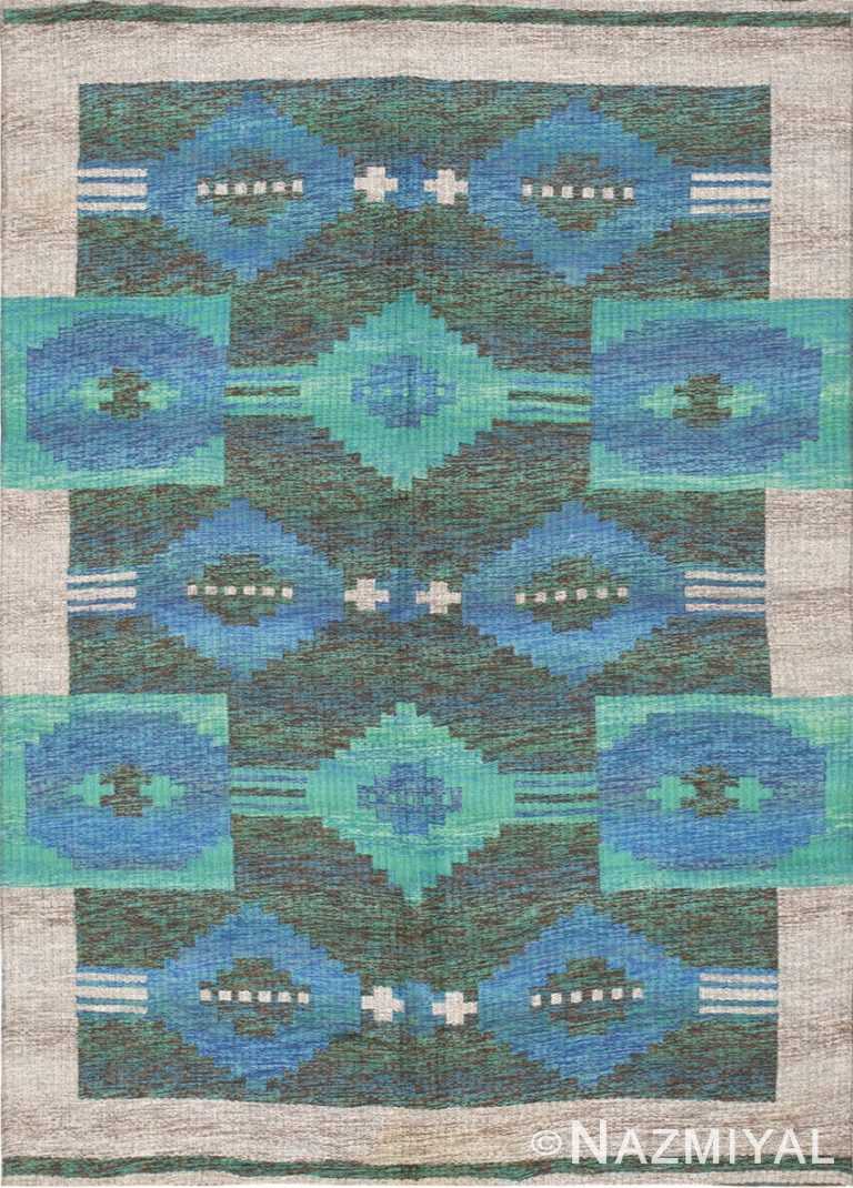 vintage swedish double sided rug 46212 Nazmiyal
