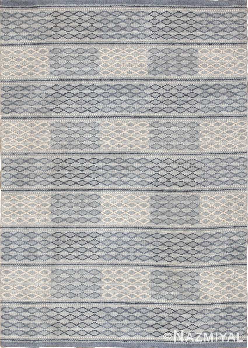 Grey Blue Vintage Swedish Double Sided Area Kilim Rug 46236 by Nazmiyal Antique Rugs