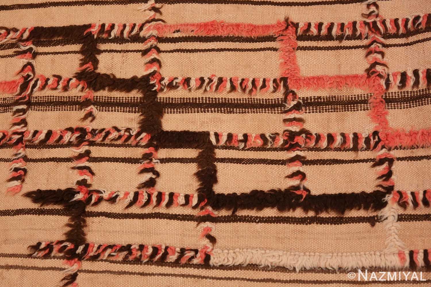 Close-up long and Narrow Vintage Kilim Moroccan rug 46513 by Nazmiyal