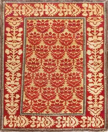Small Scatter Size Red Antique Persian Sarouk Farahan Rug #45503 by Nazmiyal Antique Rugs