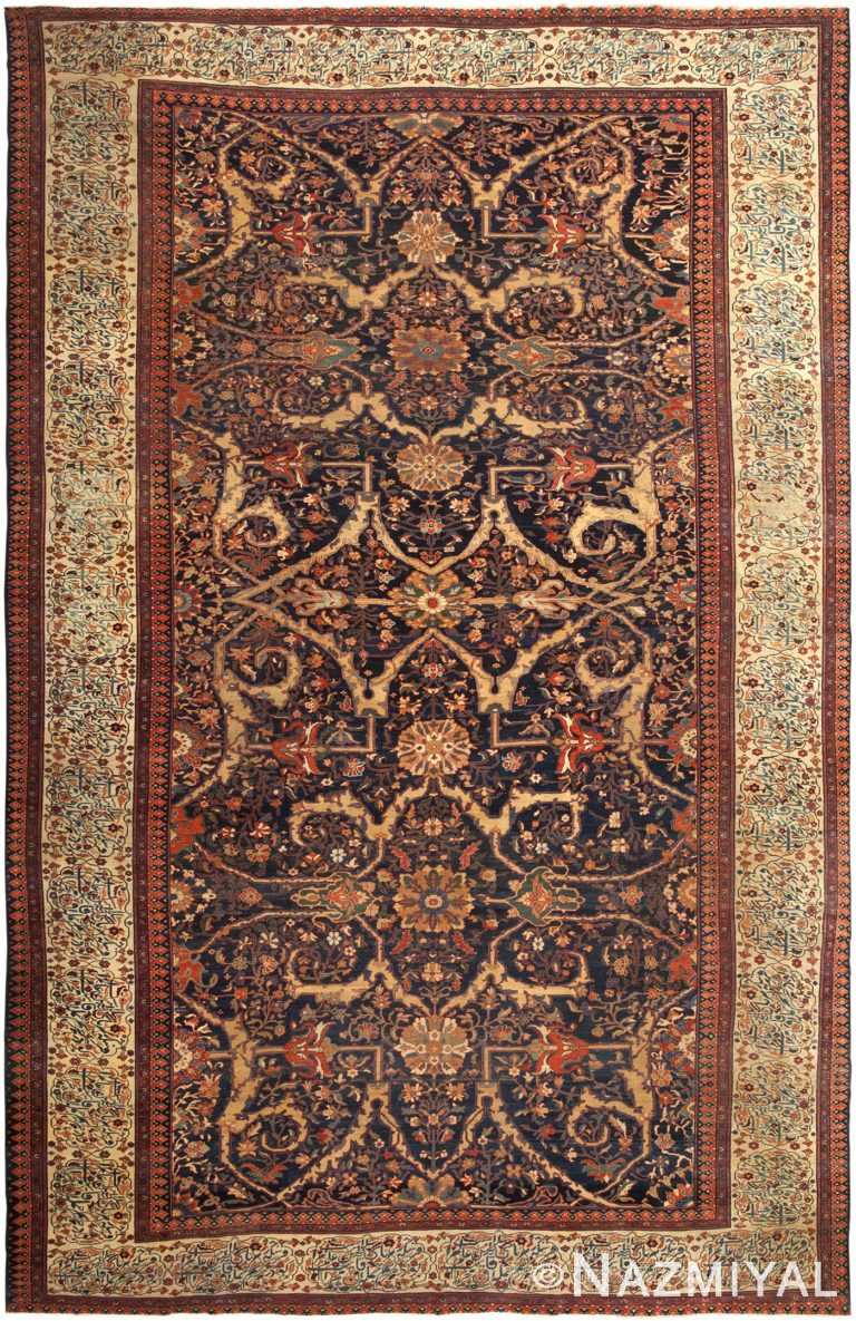 Fine Blue Antique Persian Sarouk Farahan Rug 46565 Nazmiyal Antique Rugs