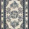 Small Floral Cream And Blue Antique Chinese Rug 46742 by Nazmiyal Antique Rugs