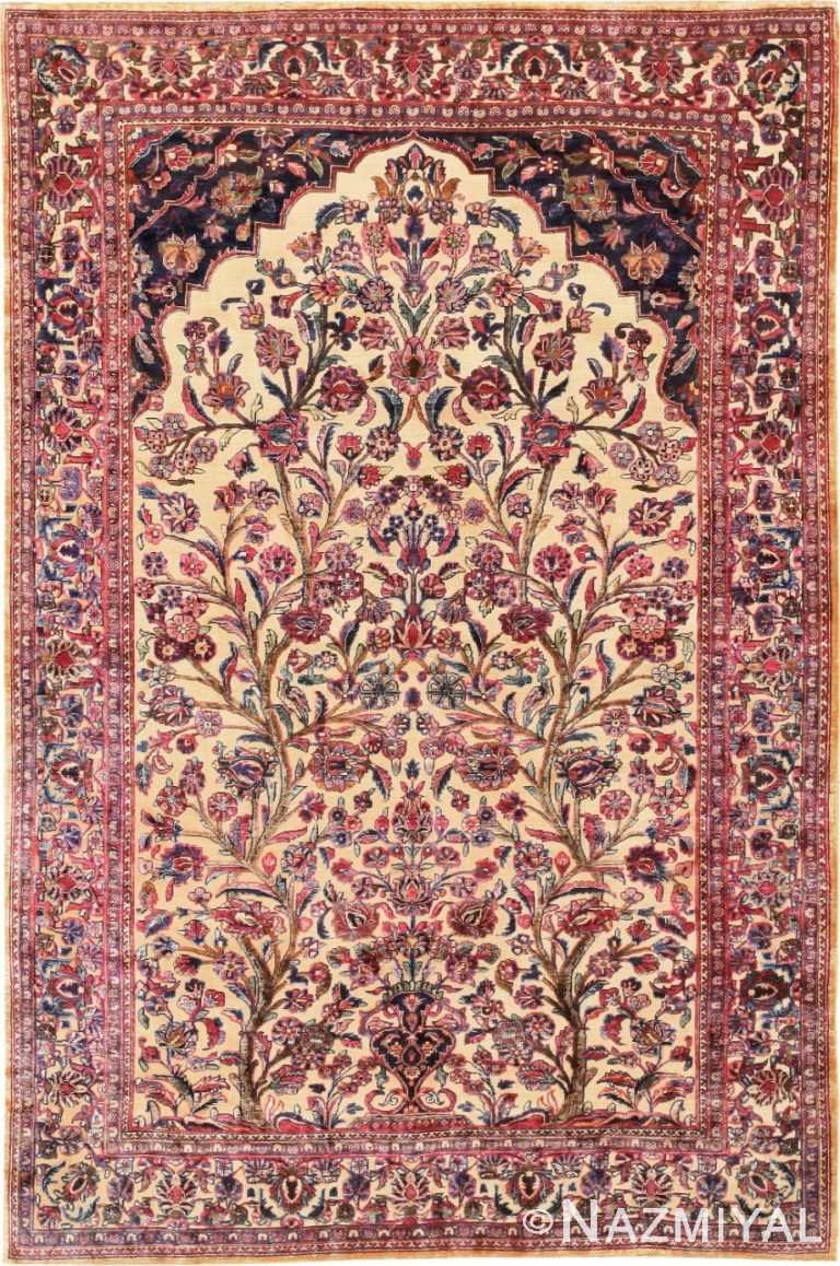 Antique Silk Kashan Persian Rug 47113 Detail/Large View