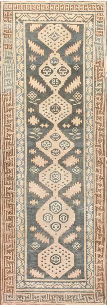 Tribal Long and Narrow Blue Antique Khotan Carpet #47250 by Nazmiyal Antique Rugs