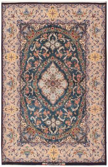 Vintage Persian Silk and Wool Esfahan Rug 47226 Nazmiyal Antique Rugs