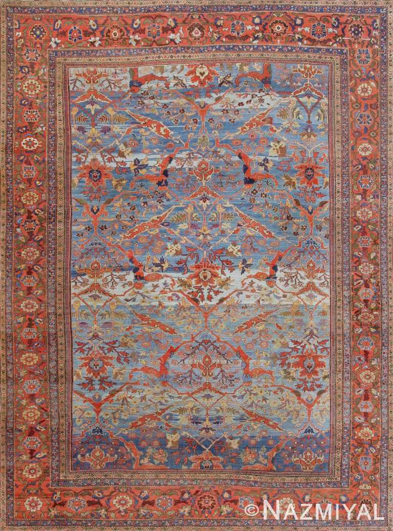 Beautiful Blue Abrash Antique Persian Sultanabad Carpet by Nazmiyal Antique Oriental Rugs