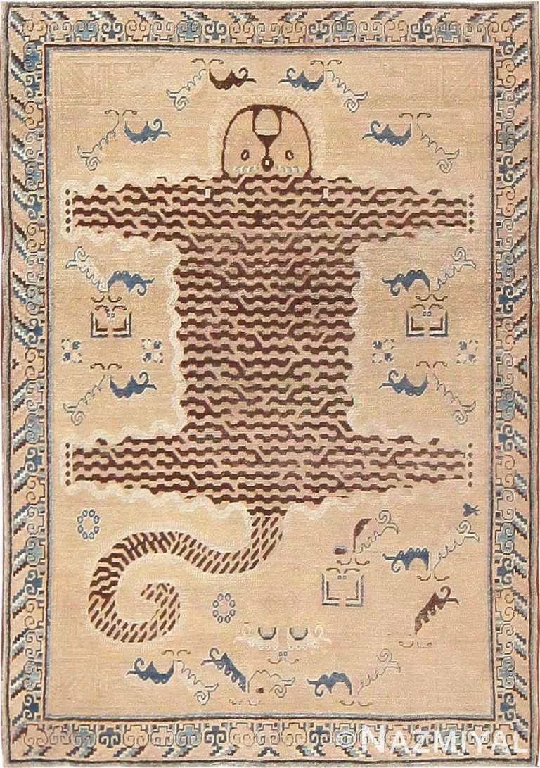 Antique Tiger Design Khotan Carpet 47184 Detail/Large View