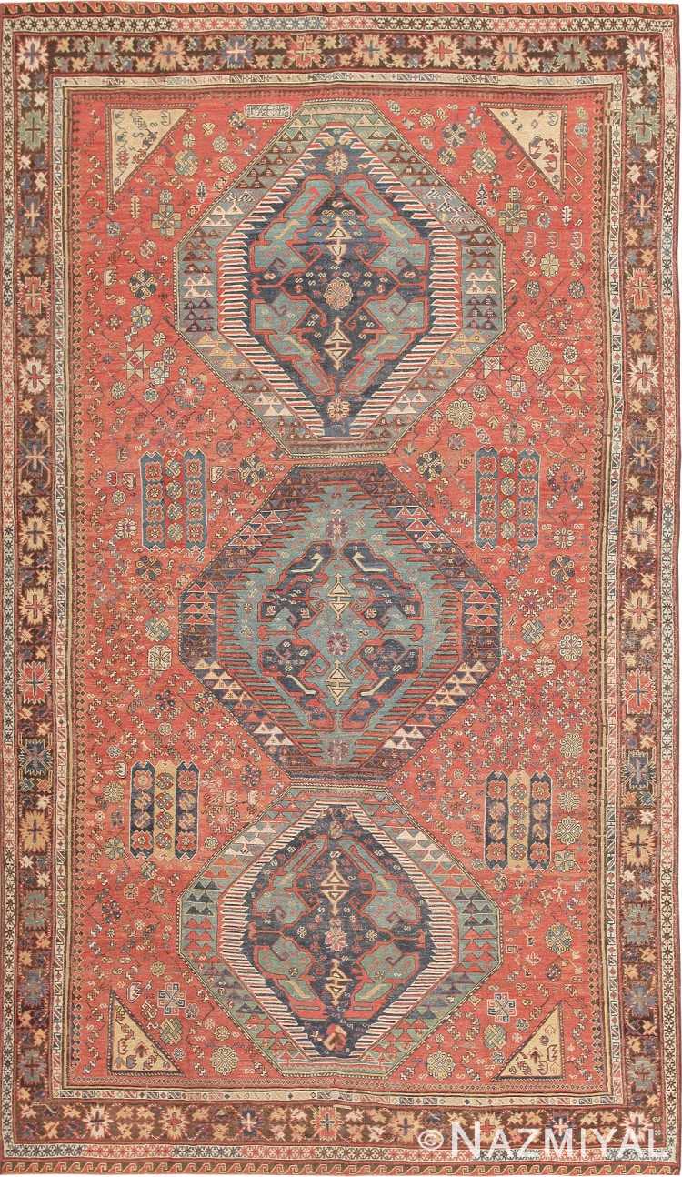 Antique Tribal Caucasian Soumak Flat Woven Carpet 46658 Large Image