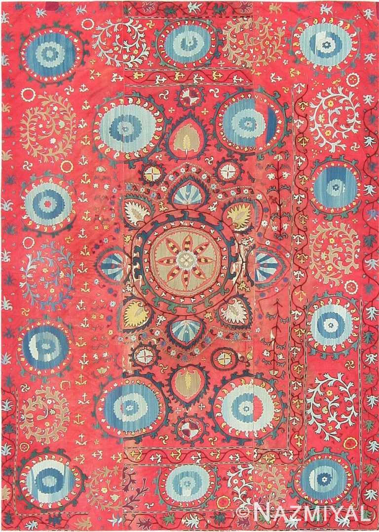 Antique Uzbek Suzani Embroidery Textile 47479 Detail/Large View