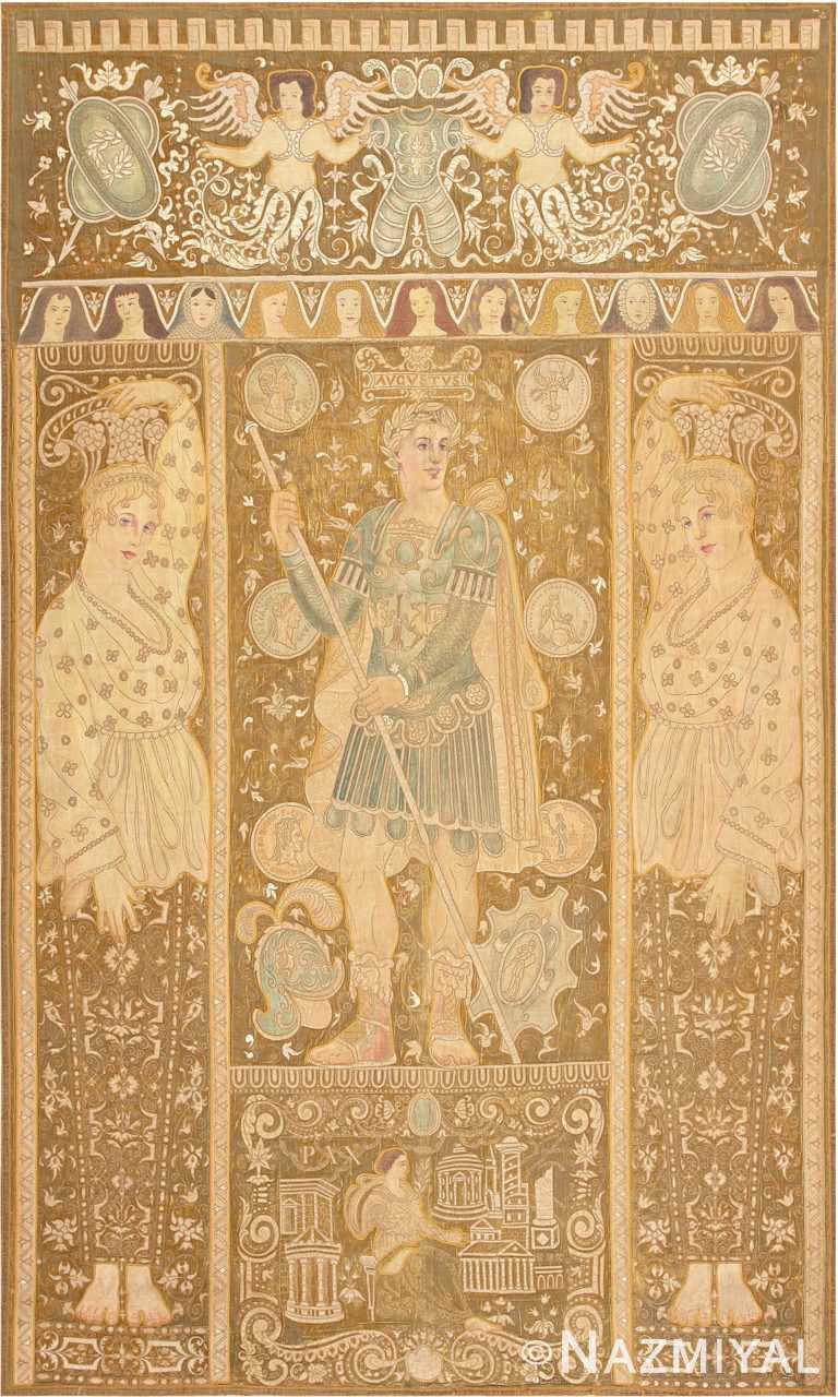 Beautiful Antique Italian Tapestry depicting Caesar Augustus Roman Emperor Octavian 47325 Large Image by Nazmiyal