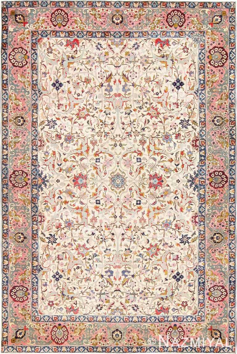 Ivory Background All Over Design Persian Tabriz Rug 47433 Detail/Large View