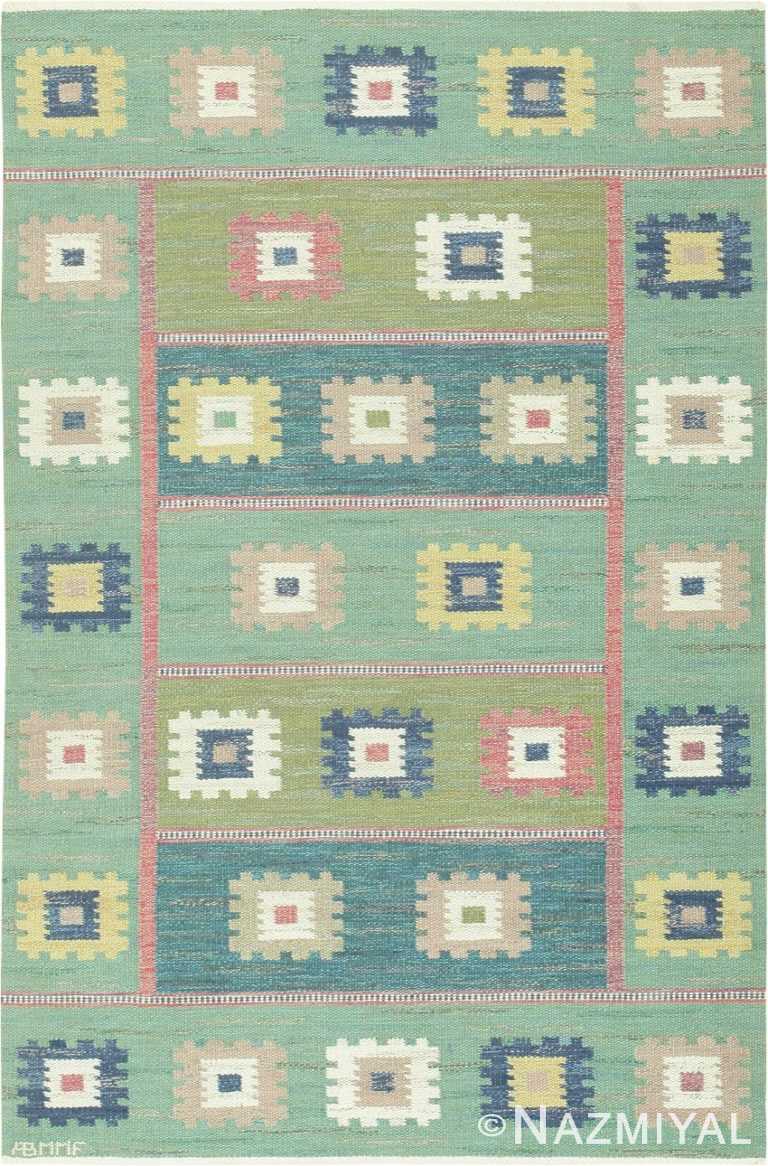Vintage Green Scandinavian Carpet by Marta Maas 47515 Nazmiyal Rugs