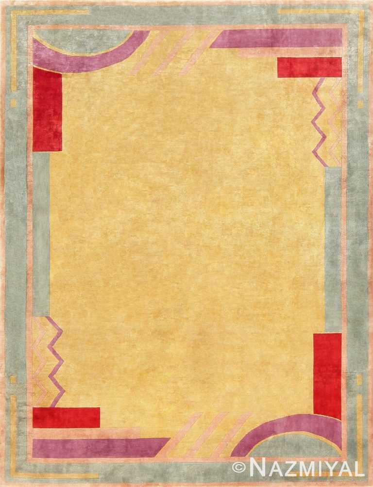 Yellow Art Deco Chinese Carpet 47564 Nazmiyal Antique Rugs