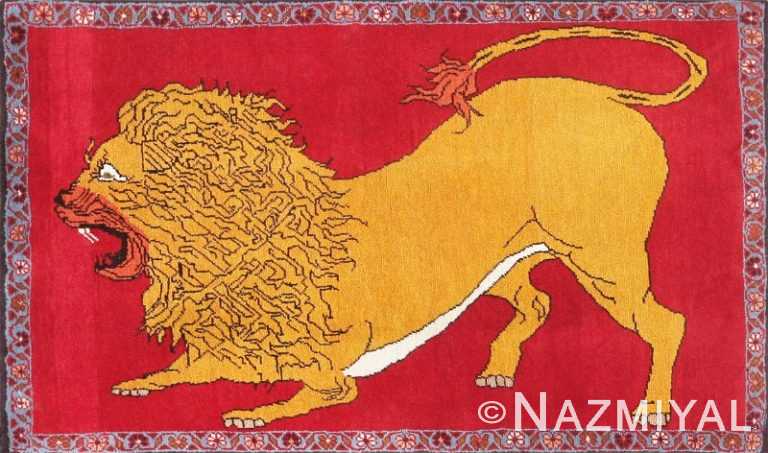 Vintage Gashgai Lion Rug #47556 by Nazmiyal Antique Rugs