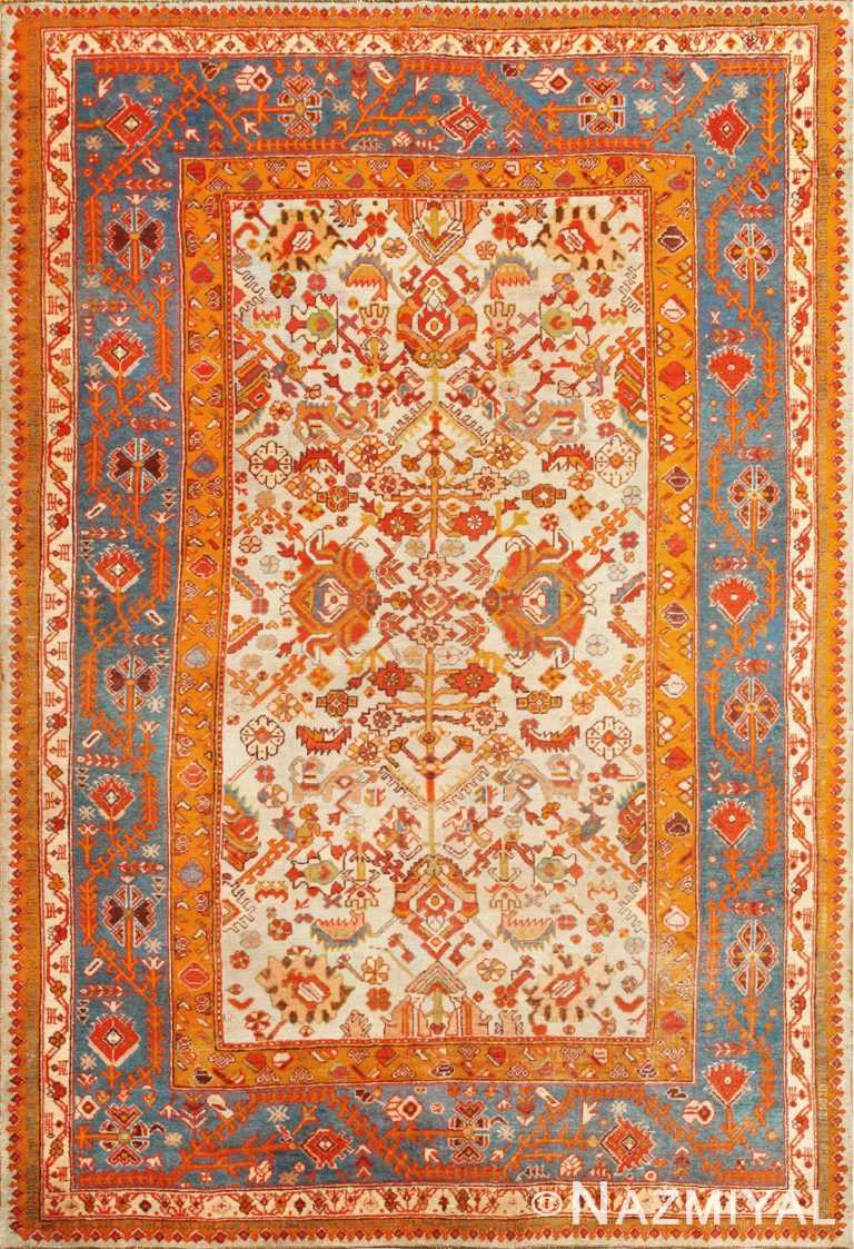 Light Blue Antique Turkish Oushak Carpet 47586 Detail/Large View