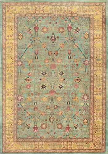 Large Oversized Seafoam Color Antique Indian Agra Rug 40317 by Nazmiyal