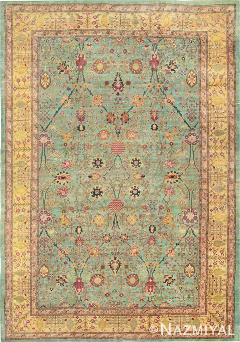 Large Oversized Seafoam Color Antique Indian Agra Rug 40317 by Nazmiyal