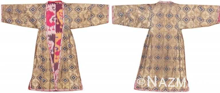 Metallic Silk Antique Uzbek Dress 47508 Nazmiyal