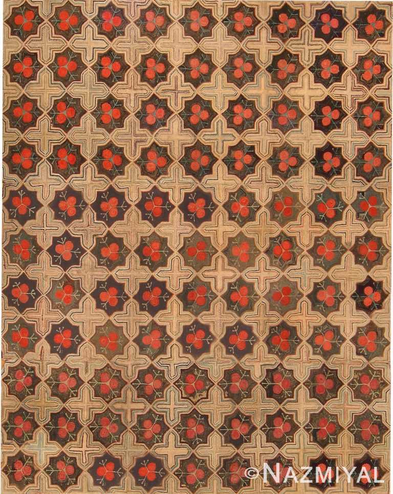 Antique American Hooked Rug 48144 Detail/Large View