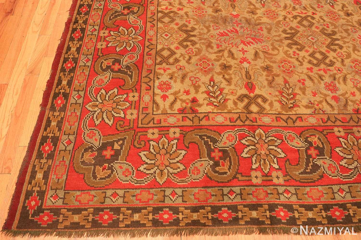 Corner Large Shabby chic Antique Irish Donegal carpet 2688 by Nazmiyal