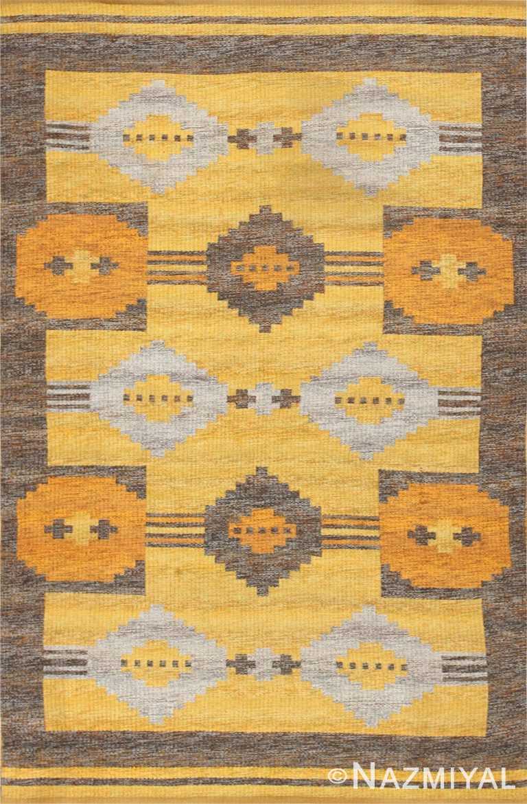 vintage double sided swedish kilim rug 48282 Nazmiyal