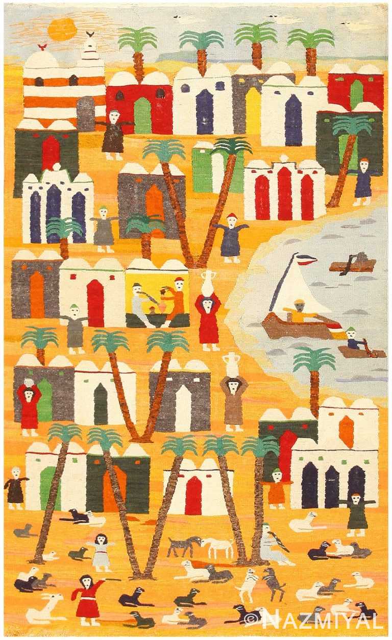 Vintage Swedish Kilim Folk Art Pictorial Tapestry Rug #48251 by Nazmiyal Antique Rugs