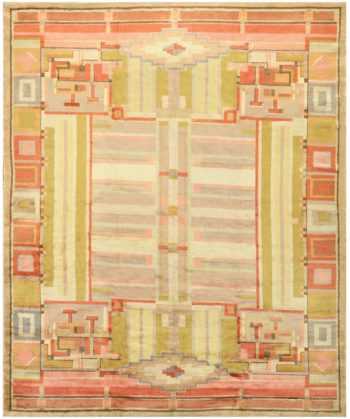 Geometric Room Size Antique French Art Deco Rug #48237 by Nazmiyal Antique Rugs