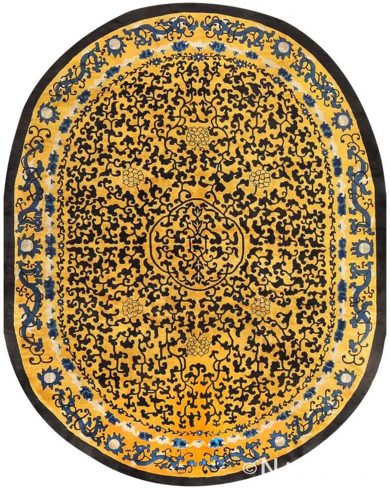 Gold Color Antique Oval Chinese Rug 48215 Nazmiyal Antique Rugs