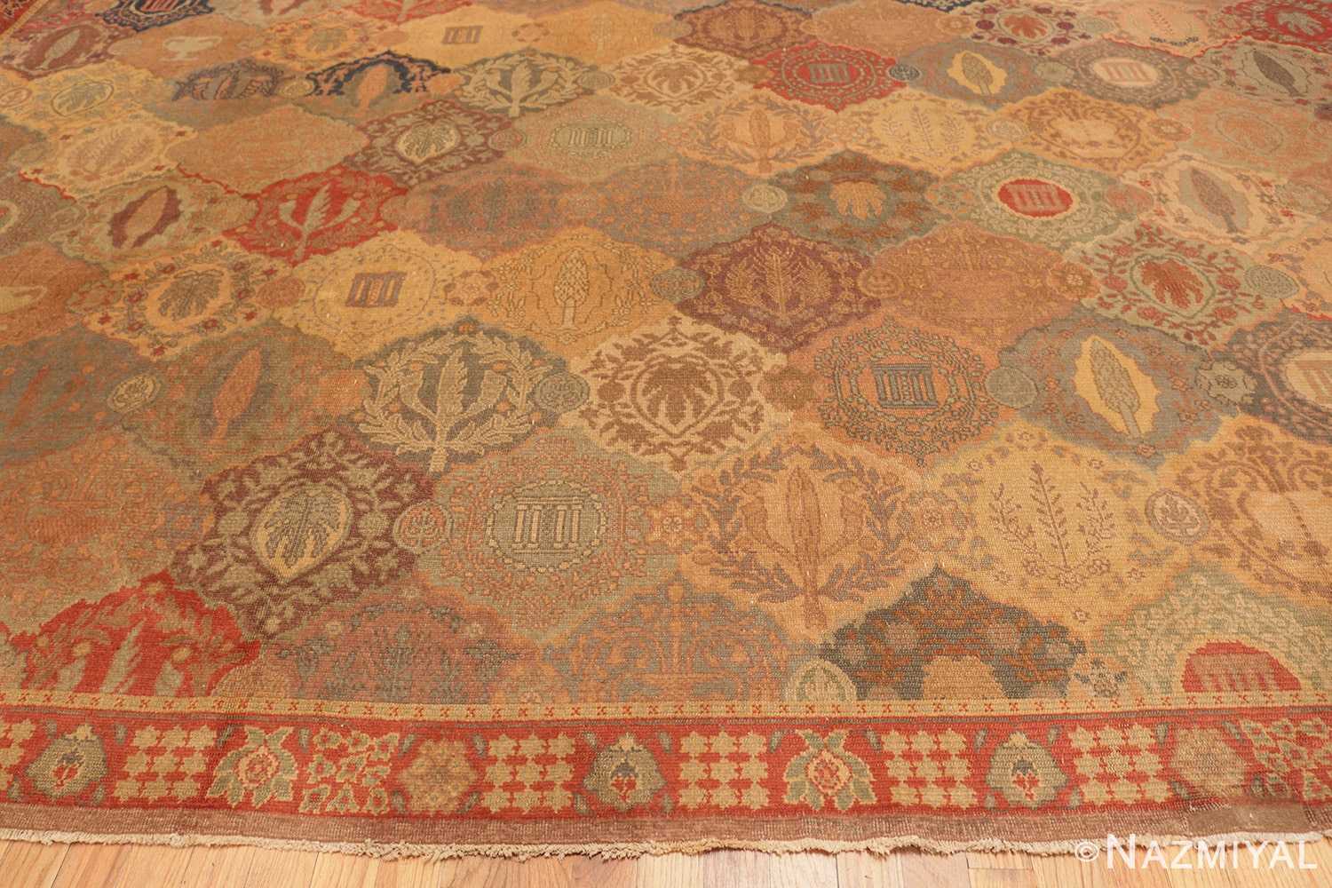 Border antique garden design oversized Israeli Bezalel carpet 48245 by Nazmiyal