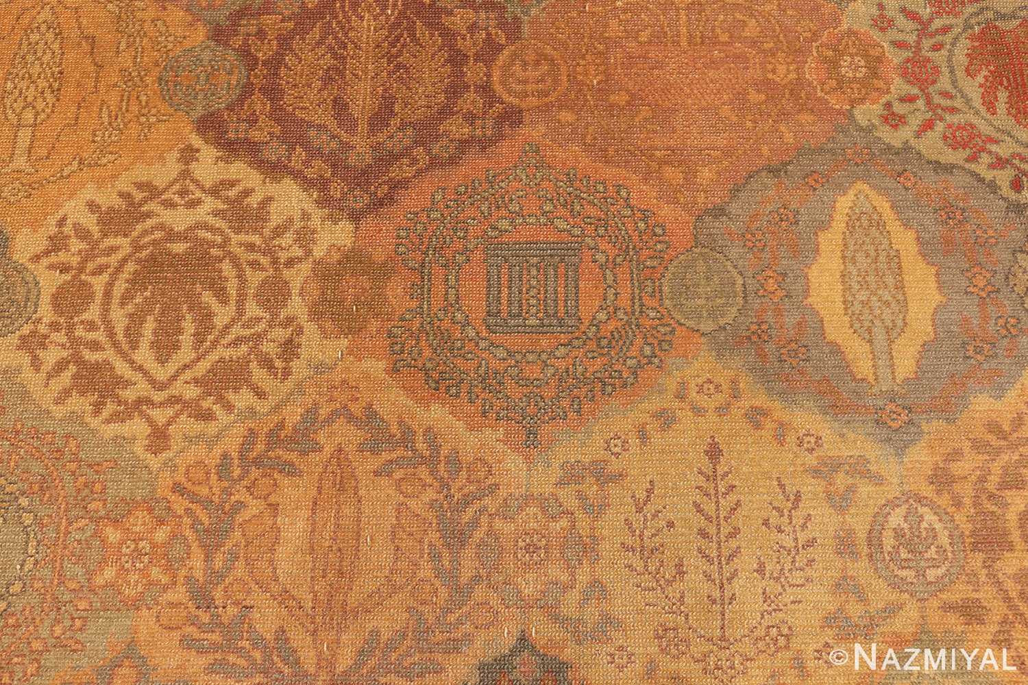 Close-up antique garden design oversized Israeli Bezalel carpet 48245 by Nazmiyal