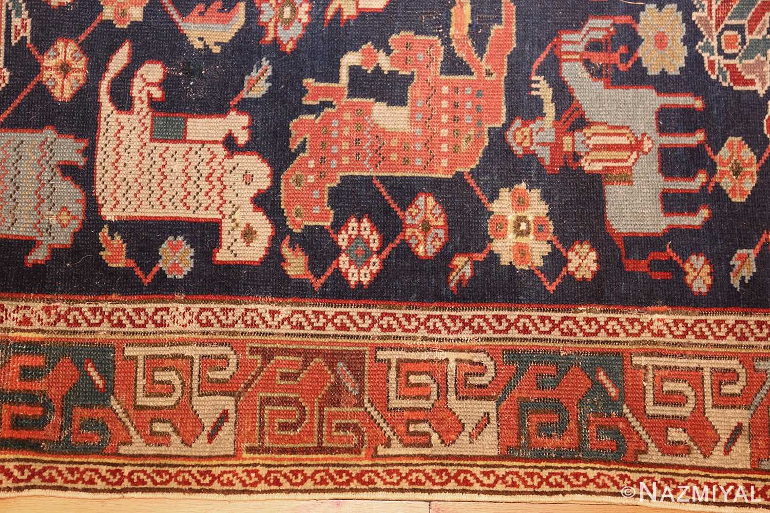 antique 18th century caucasian rug with animal design 48413 border Nazmiyal