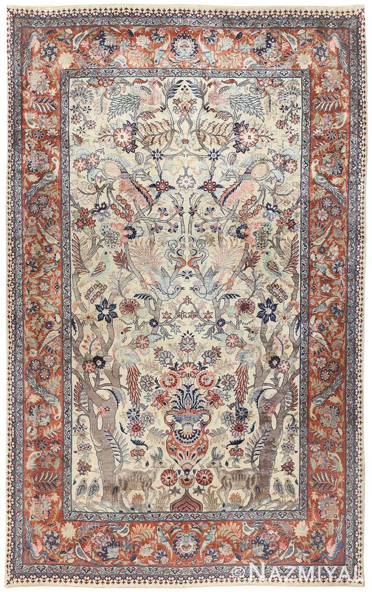Antique Persian Tabriz Rug 50003 Detail/Large View