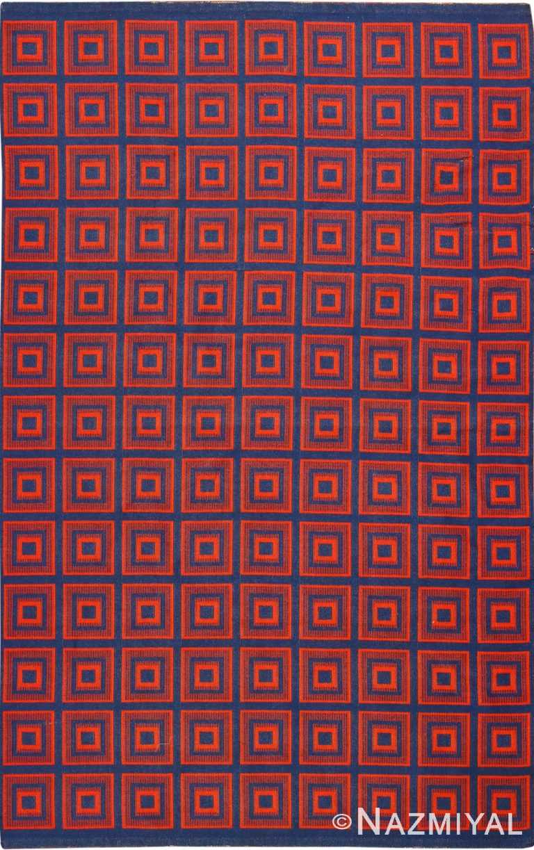 Red and Blue Double Sided Vintage Reversible Swedish Kilim #48428 by Nazmiyal Antique Rugs