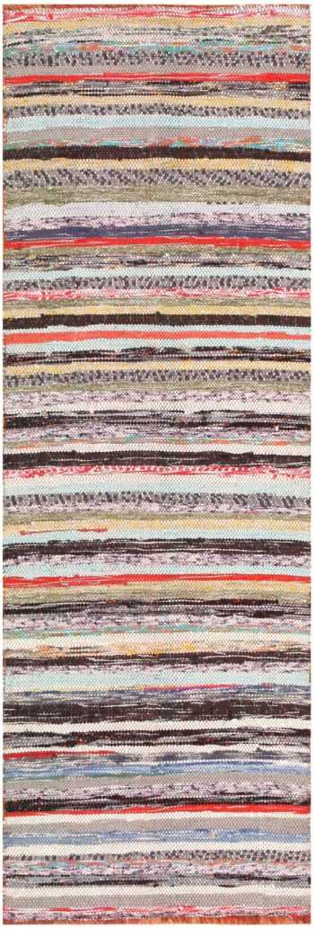 Colorful Vintage Swedish Striped Rag Runner Rug #46663 by Nazmiyal Antique Rugs