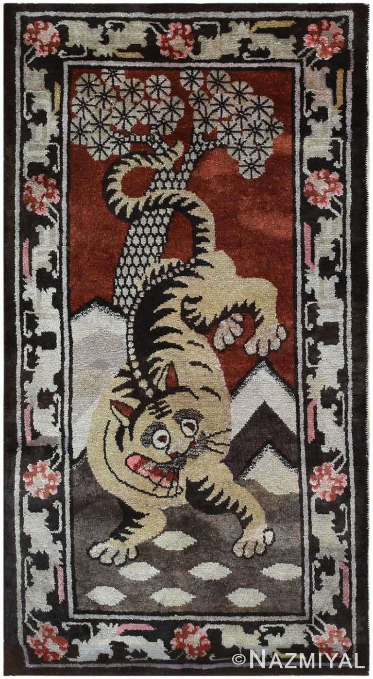 Antique Tibetan Rug with Tiger Design 48436 Nazmiyal