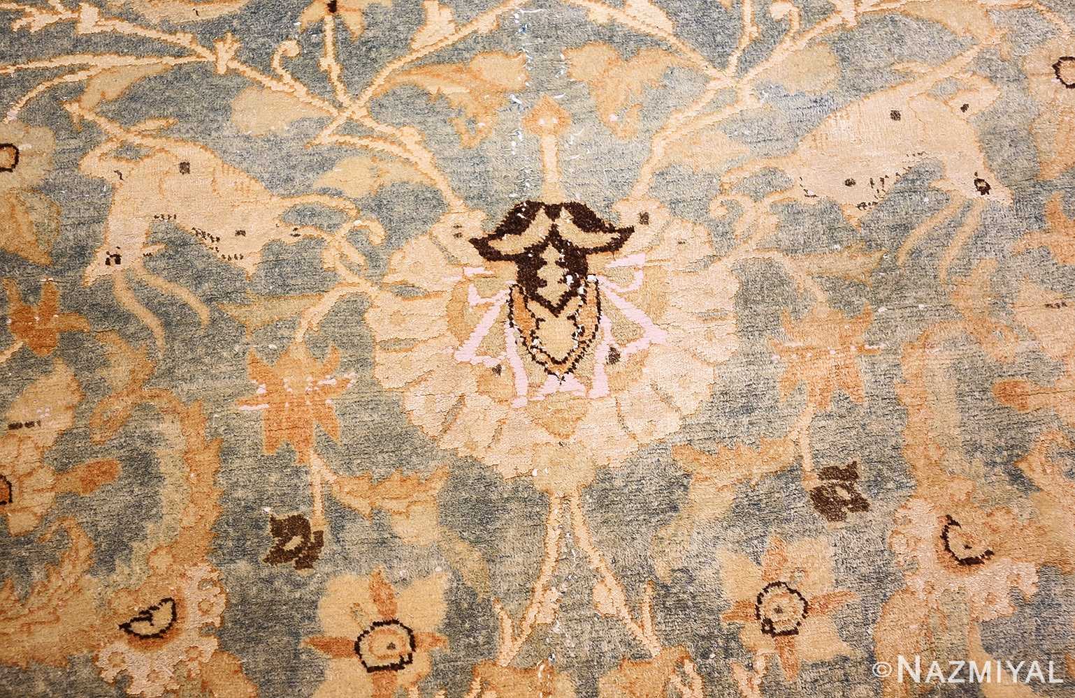 fine silk and wool antique persian tehran rug 48249 deer Nazmiyal