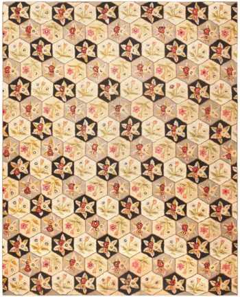 Floral Antique American Hooked Room Size Area Rug #50306 by Nazmiyal Antique Rugs