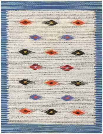 Small Tribal Vintage Mid Century Modern Swedish Kilim Rug #48472 by Nazmiyal Antique Rugs