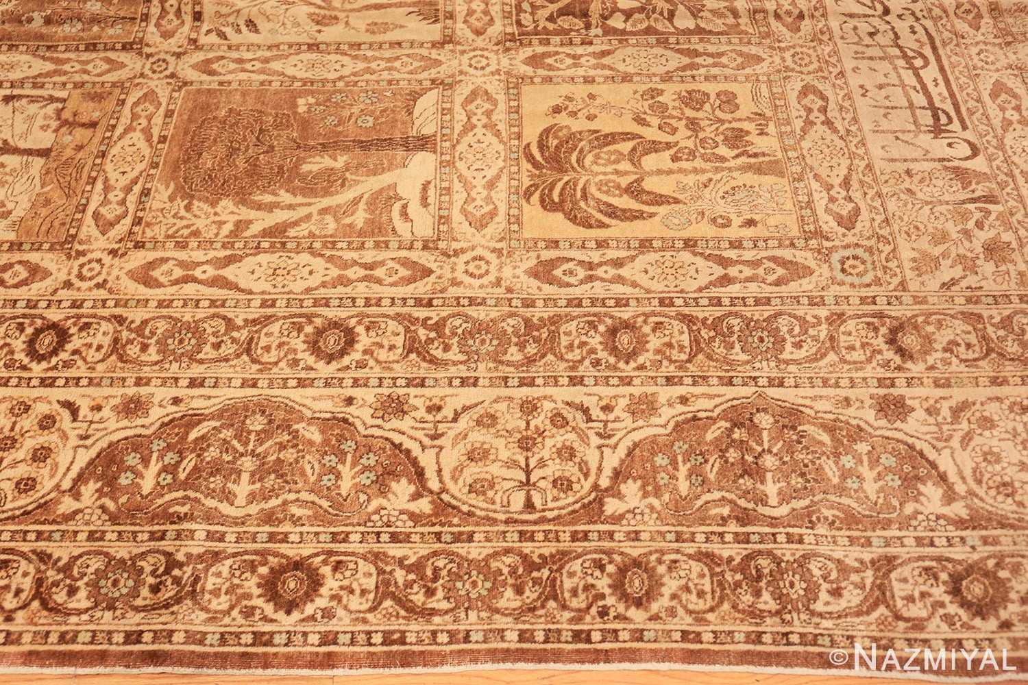 Border Antique Tabriz garden design Persian rug 50258 by Nazmiyal