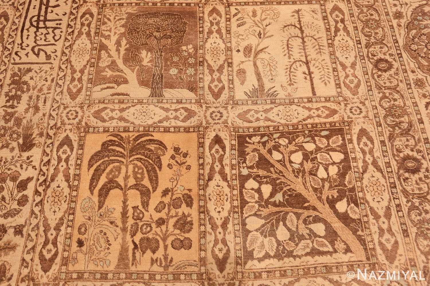 Field Antique Tabriz garden design Persian rug 50258 by Nazmiyal