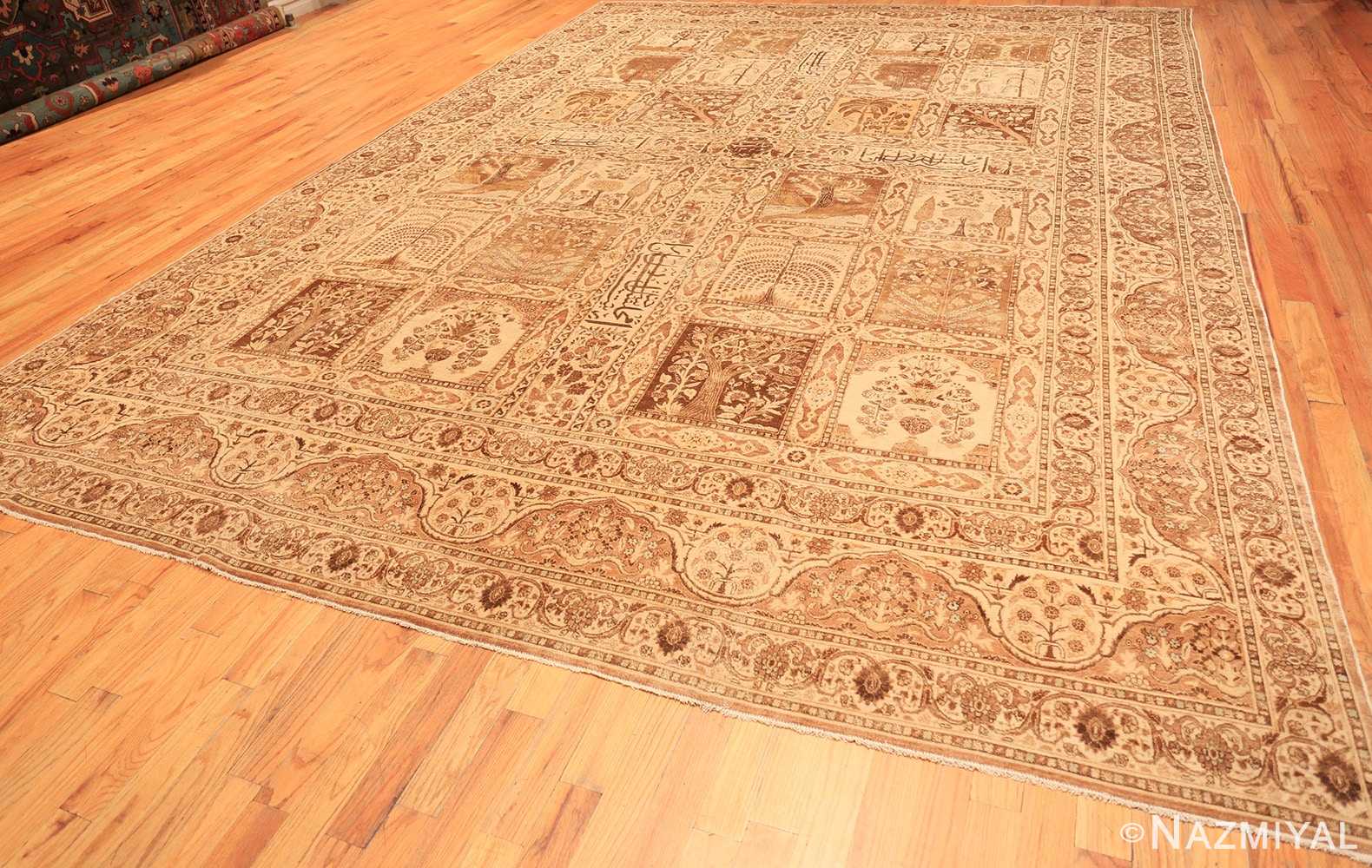 Full Antique Tabriz garden design Persian rug 50258 by Nazmiyal