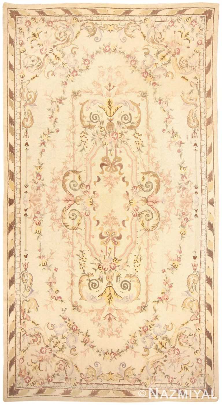 Antique Ivory Oversized American Hooked Rug #50315 by Nazmiyal Antique Rugs