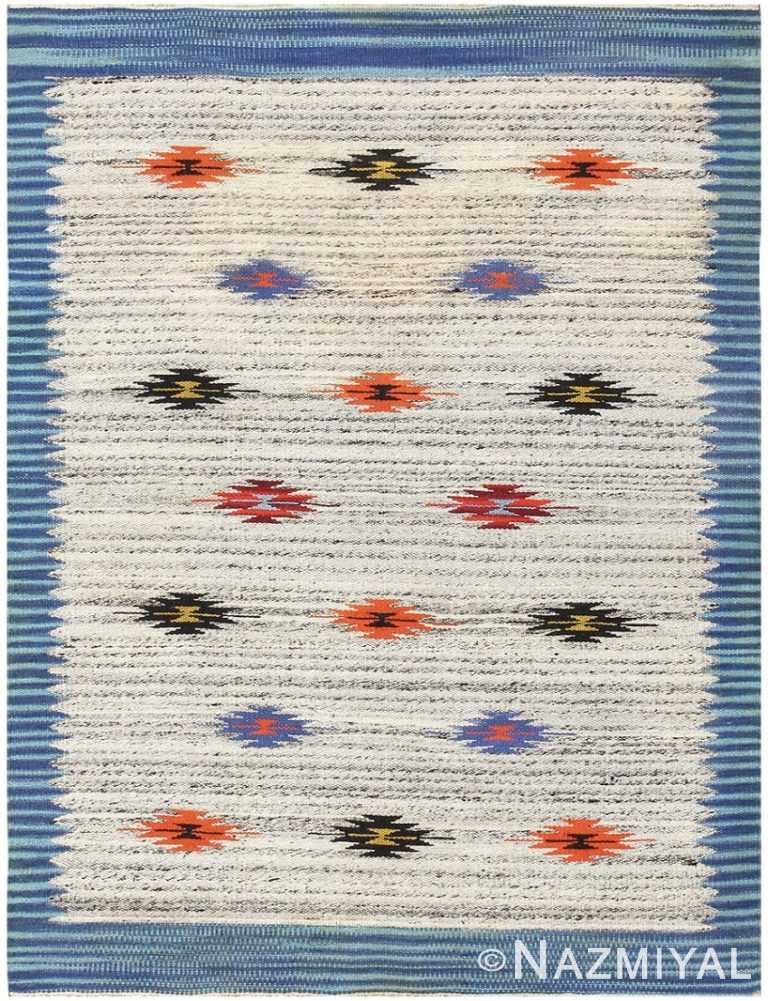 Small Tribal Vintage Mid Century Modern Swedish Kilim Rug #48472 by Nazmiyal Antique Rugs