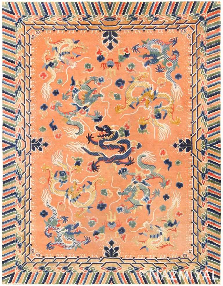 Antique Chinese Dragon Carpet 48571 Nazmiyal