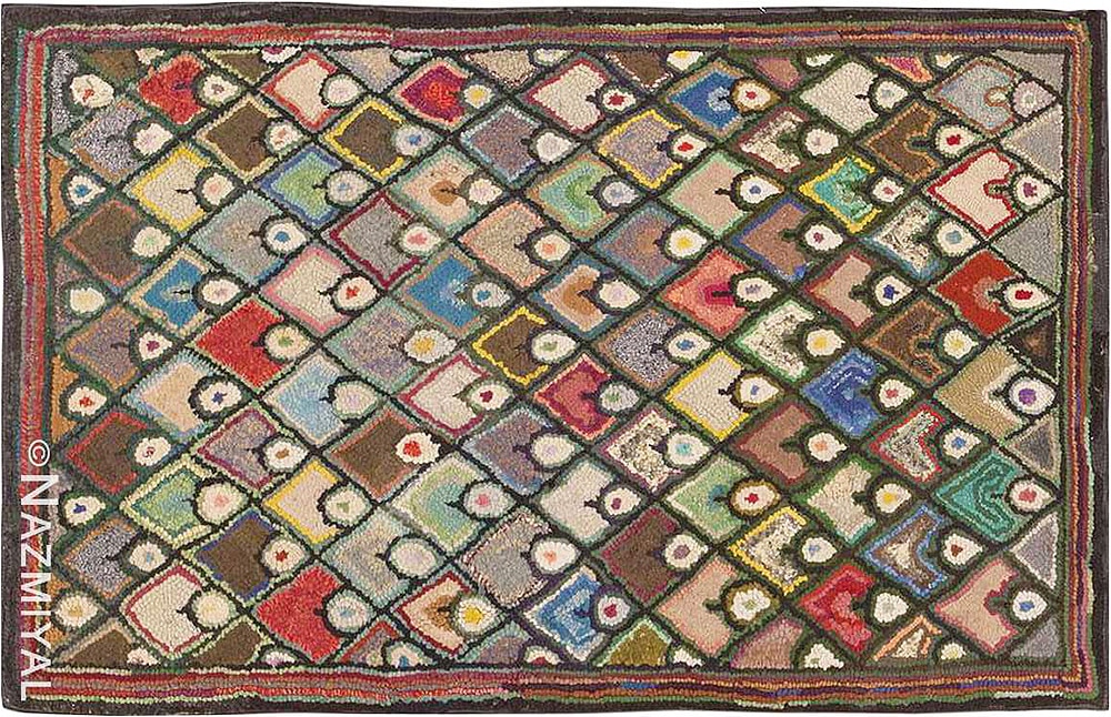 American Alice Black Hooked Rug 71735 Nazmiyal Antique Rugs