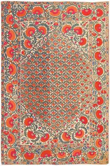 Antique Silk Uzbek Suzani Textile 48584 Detail/Large View