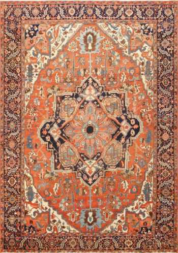 Antique Room Size Persian Heriz Serapi Rug 48320 Nazmiyal