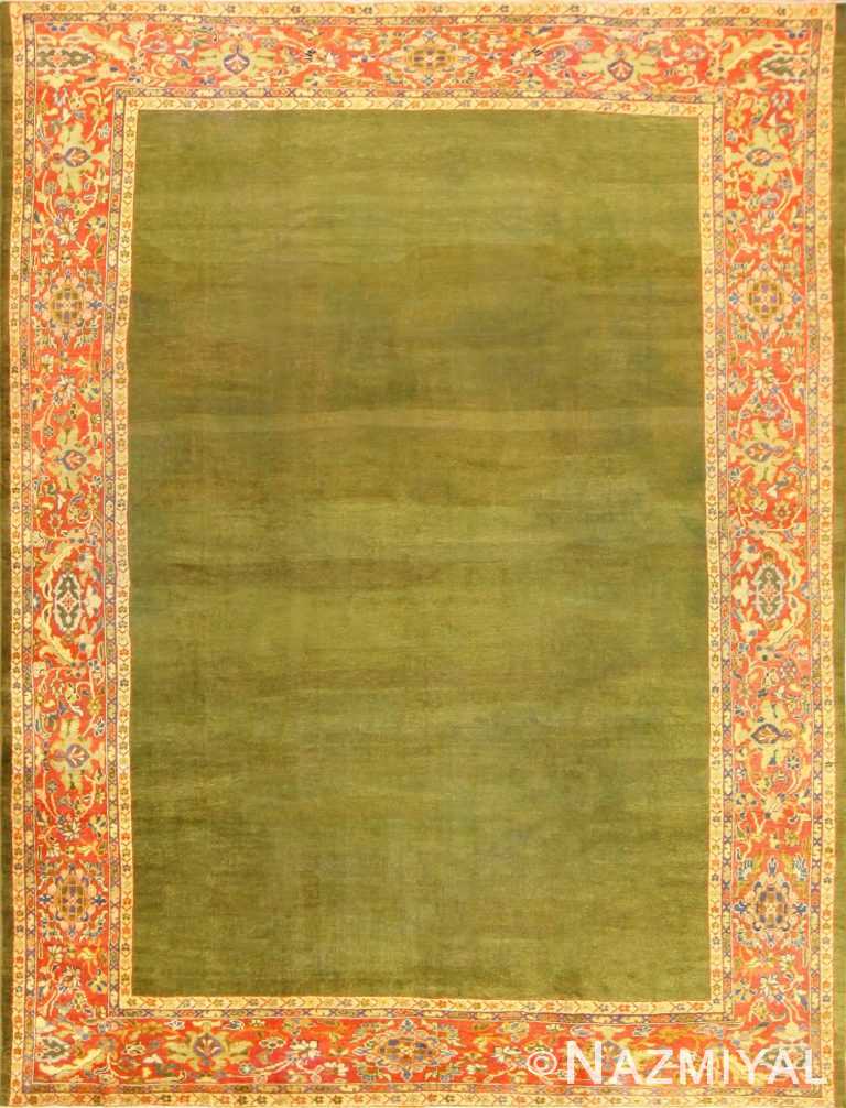 Antique Green Background Persian Sultanabad Rug 50335 Nazmiyal